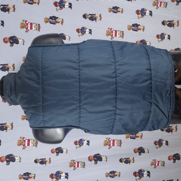 Vintage CAT diesel power lined 2-pocket full snap blue & yellow LG work vest - Picture 4 of 7